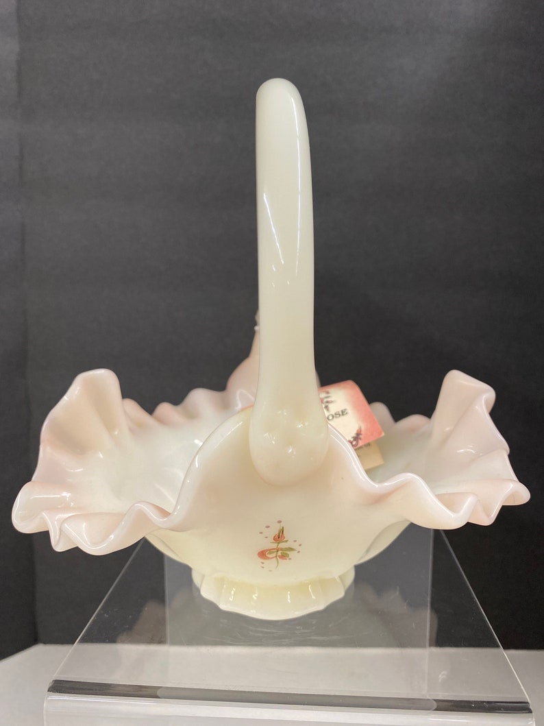 Fenton Ros\u00e9 Handpainted Basket #745