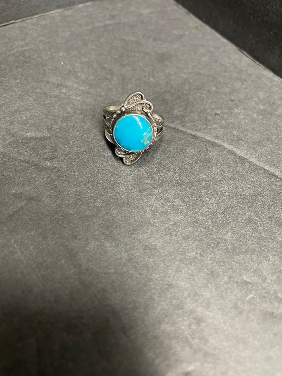 sterling silver turquoise circle ring - image 1
