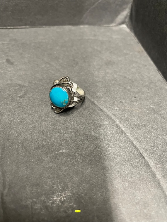 sterling silver turquoise circle ring - image 2