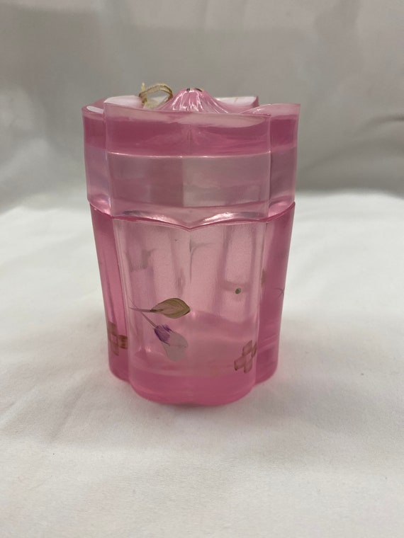 Fenton rose pink candle holder with hand painted flowers 500 Etsy