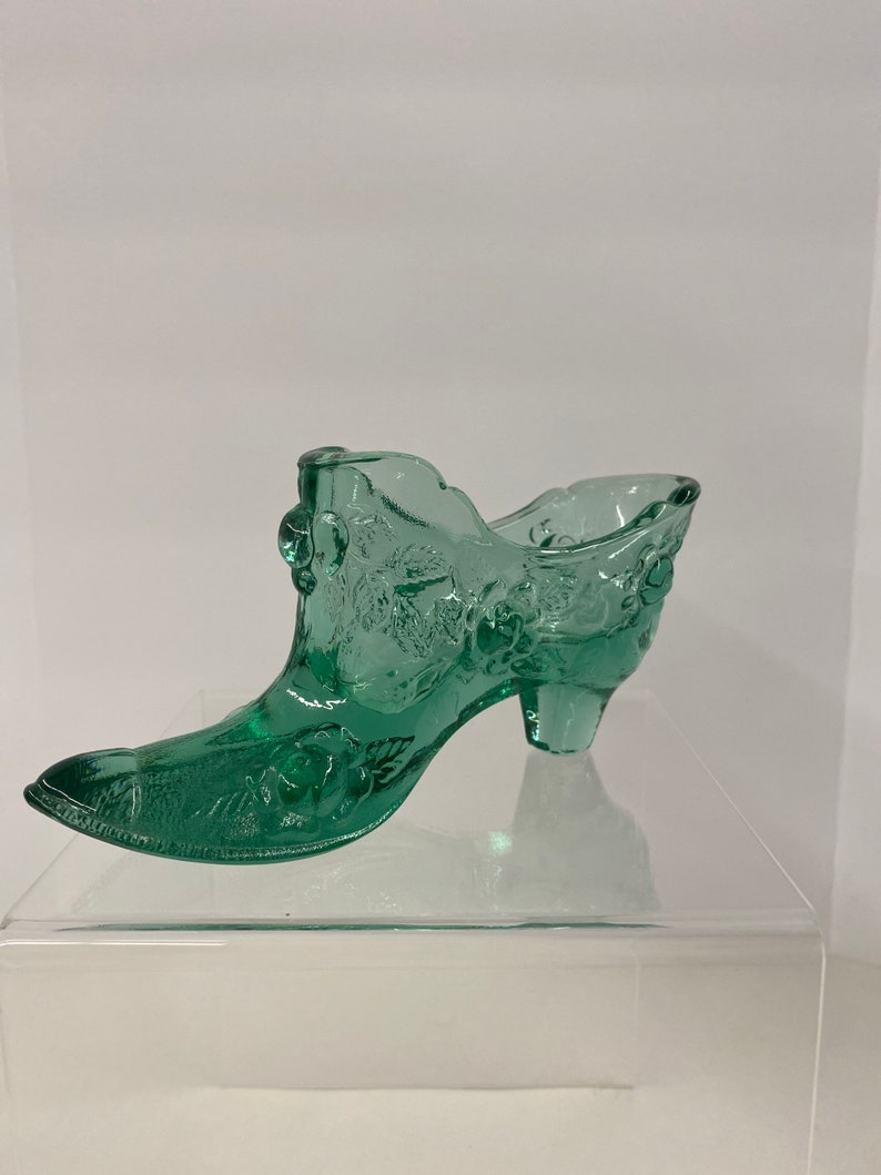 Fenton Turquoise Cabbage Rose Slipper #835