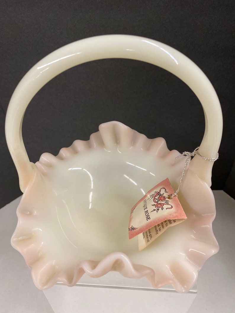 Fenton Ros\u00e9 Handpainted Basket #745
