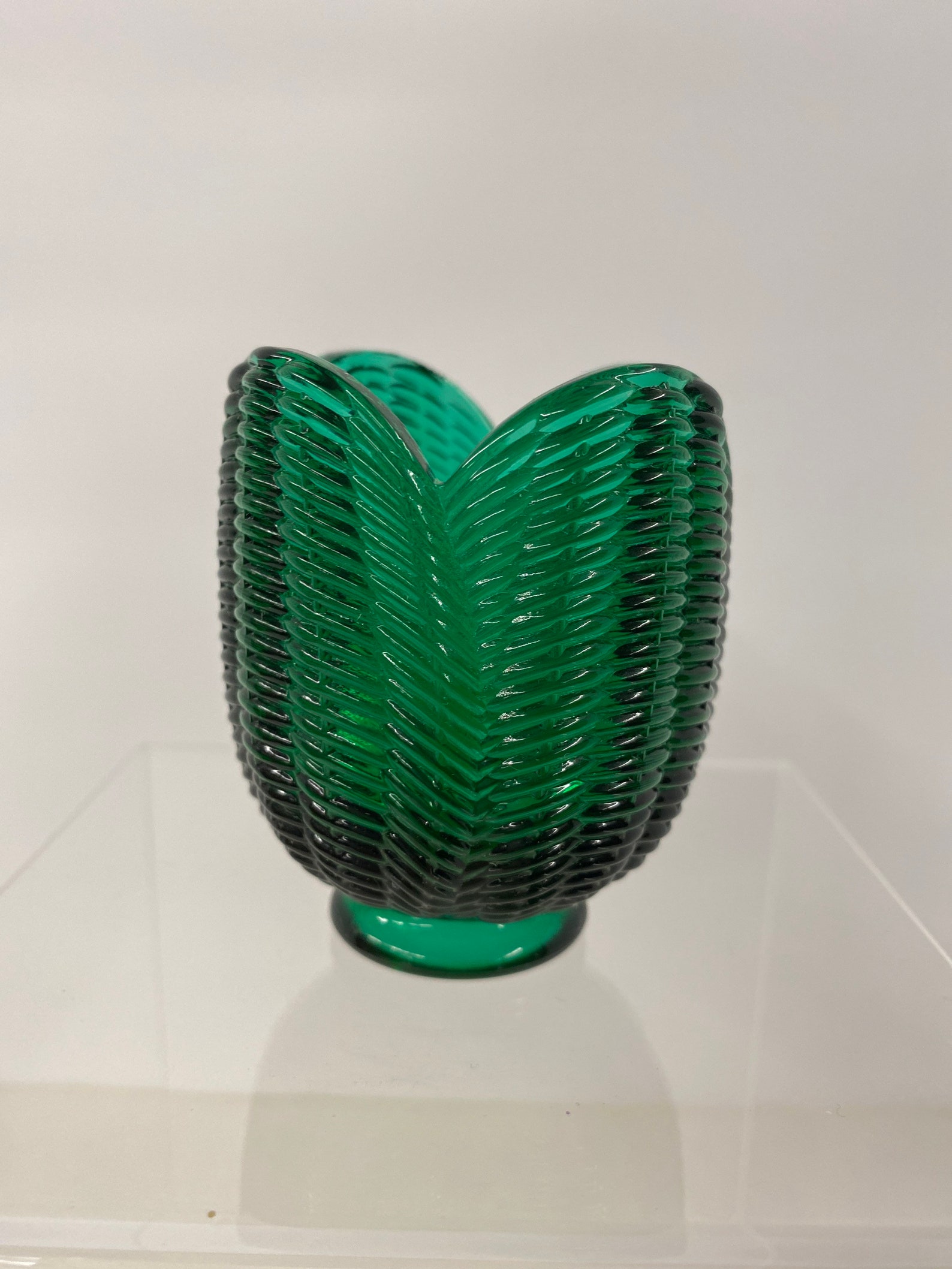 Fenton Emerald Green Ribbed Candle Holder 825 Etsy