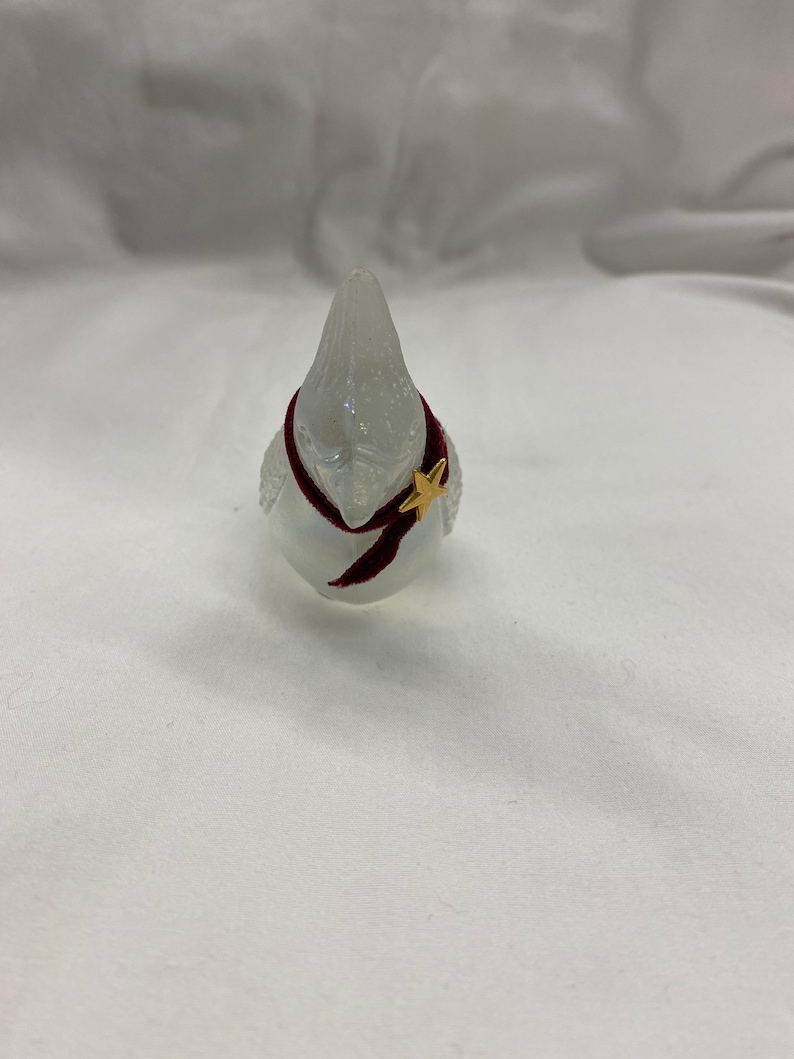 Fenton clear hand painted splatter iridescent Cardinal with red velvet necklace #471
