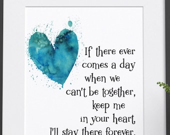 A.A. Milne Quote Print, Watercolor Heart Art (Digital Download)
