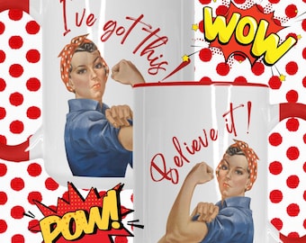 Rosie the Riveter Mug | "You've Got This" Affirmation, Red Accent