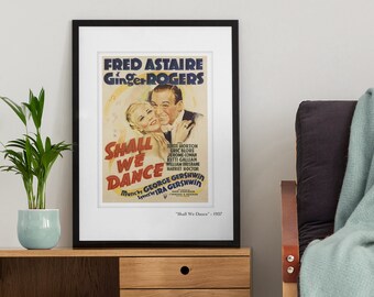 Printed (unframed) image in 9 sizes  "Shall we dance" 1937 movie poster with faux mat | FREE SHIPPING | listing is for the print only