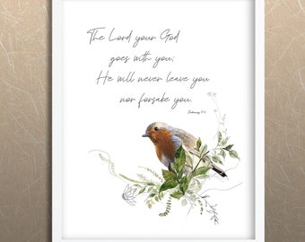 Printed (unframed) image "The Lord your God goes with you; He will never leave you nor forsake you" Deut. 31:6 | Free shipping!