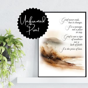 Grief Quote Print, Elizabeth I Poem, Watercolor Seaside Art (Unframed)