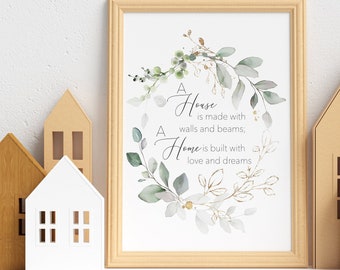 Home and House Watercolor Print, Love and Dreams Wall Art (Digital Download)