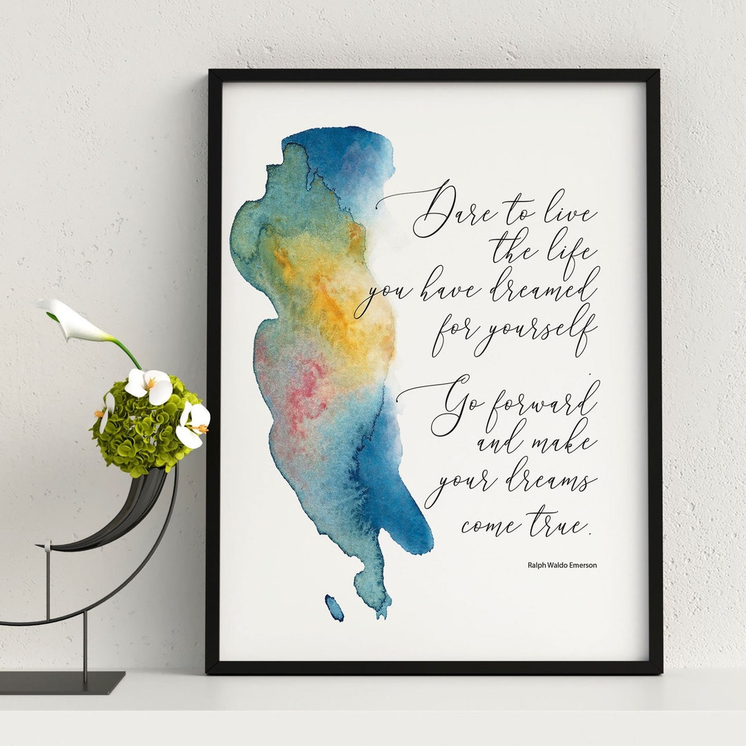 Emerson Quote Watercolor Art Print | Inspirational Wall Decor (digital ...