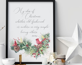 Christmas Watercolor Quote Print, Cardinal Birds Decor (Digital Download)