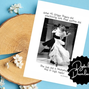 Carta stampabile 5x7 citazione di Ginger Rogers in formato lettera USA - scarica per stampare a casa o in copisteria - non verrà inviato alcun articolo fisico