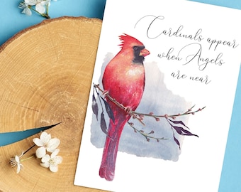 Cardinals Appear Sympathy Card - Watercolor Cardinal Art (Digital Download)