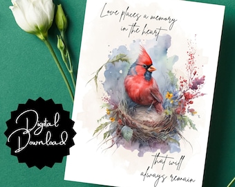 Condolence Card – Watercolor Cardinal (Digital Download)