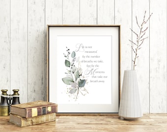 Inspirational Quote Print, Floral Art, English & Spanish (Digital Download)