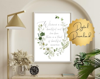 Remembrance Art Print, Watercolor Greenery, Condolence Gift (Digital Download)