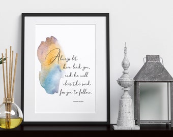 Printed  image (unframed) Proverbs 3:6 "Always let him lead you and he will clear the road for you to follow" Free shipping!