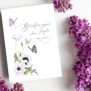 Printable butterfly quote 5x7 card on US letter size - download to print at home or copy shop - no physical item will be sent