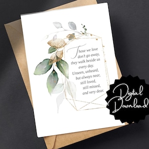 Afdrukbare "Degenen van wie we houden..." condoleance 5x7 kaart op letterformaat - download om thuis af te drukken of shop te kopiëren, er wordt geen fysiek item verzonden