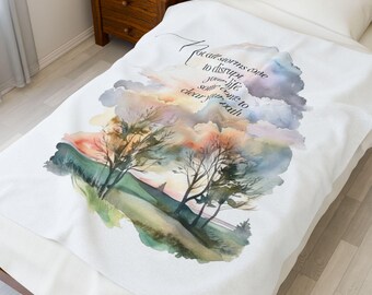 Not All Storms Come to Clear the Way  Quote Velveteen Plush Blanket | Watercolor Trees or Butterfly Throw