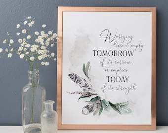 Inspirational Quote Print, Watercolor Feathers, Ships Free