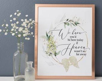 PRINTED (unframed) 8x10 "We know you'd be here today if heaven wasn't so far away". Choose from two designs with FREE SHIPPING!