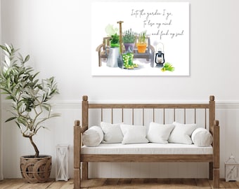 Watercolor Garden Quote Art Print, Horizontal Layout (Digital Download)