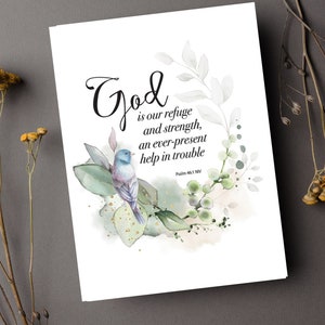 Tarjeta imprimible Salmo 46:1 5x7 en tamaño carta de EE. UU. - descárgala para imprimir en casa o copistería - no se enviará ningún artículo físico
