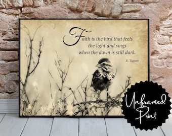 Inspirational Print, Faith Sparrow Photo Print, Matte Horizontal Wall Art, Motivational Quote, Home Decor, Gift Idea, Multiple sizes