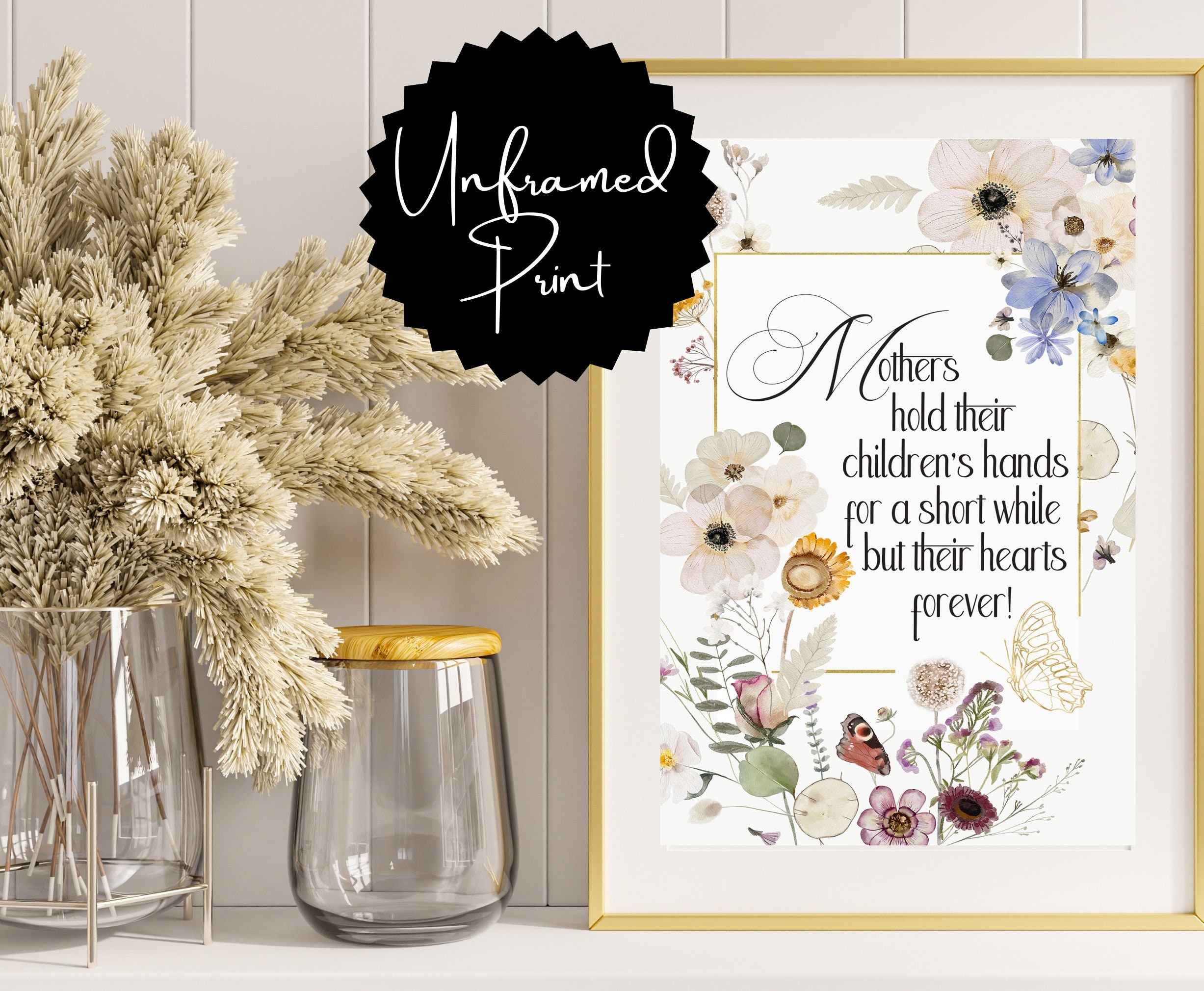 Mother Floral Quote Art Print (unframed) Perfect for Mothers of Any Age ...