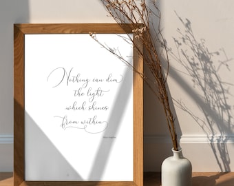 Inspirational Quote Print, Light Within, Motivational Art (Digital Download)
