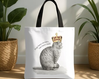 Royal Cat Staff Tote Bag: Funny Cat Lover Gift