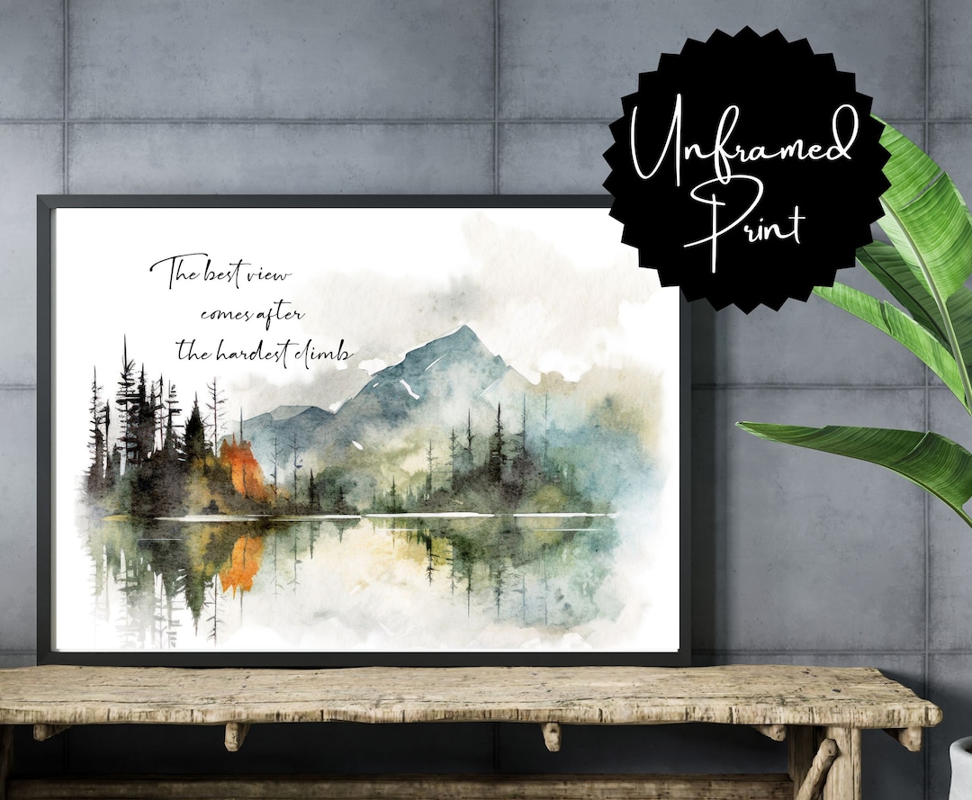 Mountain Landscape Watercolor Print | Inspirational Quote Art - Etsy