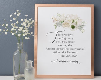 Memorial Sign Print – Wedding Memory Table Floral Decor (Digital Download)
