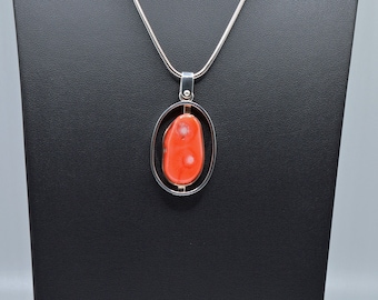 Handcrafted Mediterranean Red Coral Sterling Silver Pendant