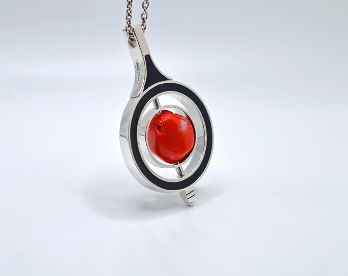 Mediterranean Red Coral Pendant, Handcrafted in Sterling Silver 925 Pendant - Handcrafted