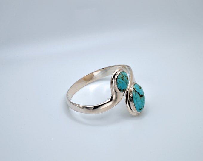 Vintage Turquoise Silver Bracelet, - Handcrafted