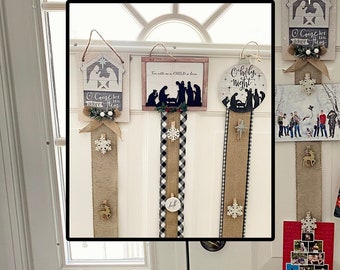 Inspirational O Holy Night/Come Let Us Adore/Unto Us a Child is Born/Space Saving Christian Holiday Magnet Door Card Holder