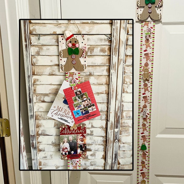 Primitive Gingerbread Boy Space Saving Magnet Door Christmas Holiday Card Holder Display/Gifts for Her/Hostess Gift