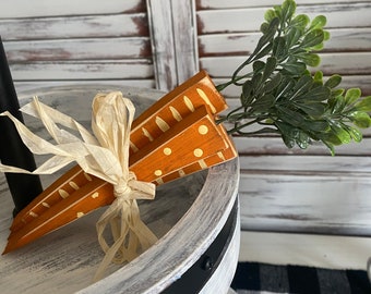 Set of 3 Primitive Easter Orange Wooden Carrots, Hand Painted, Distressed/Shabby Chic/Tiered Tray, Tabletop Decor