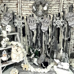 Baby It's Cold Outside Paper Banner & Gray Fabric Ribbon Banner/Baby/Bridal Shower, First Birthday/Frozen Bild 2