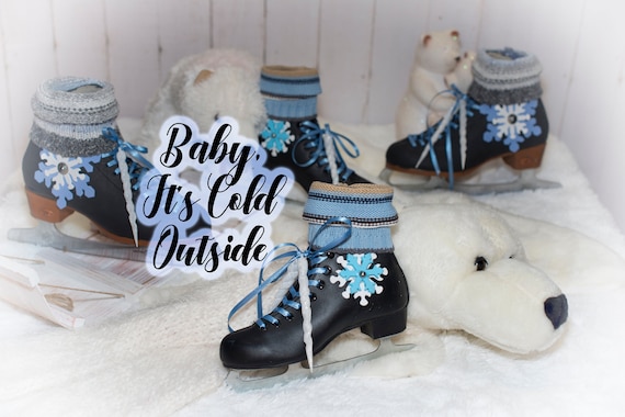 Baby Boy It S Cold Outside Blue Black Ice Skate Winter Etsy - purple snuggley winter scarf outfit roblox