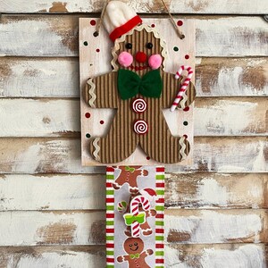 Primitive Gingerbread Boy Space Saving Magnet Door Christmas Holiday Card Holder Display/Gifts for Her/Hostess Gift