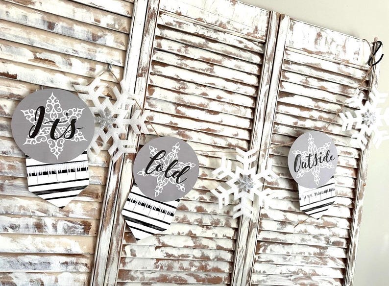 Baby It's Cold Outside Paper Banner & Gray Fabric Ribbon Banner/Baby/Bridal Shower, First Birthday/Frozen Bild 6