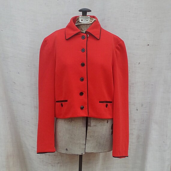 1960's, Vintage, Candy Apple Red, Wool Blend Jacke
