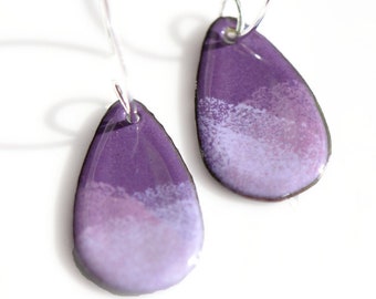 Ultra Violet Purple Lavender Earrings, Purple Lover Gift, Copper Enamel, Dangle Drop Earrings, Artsy Boho Earrings Jewelry