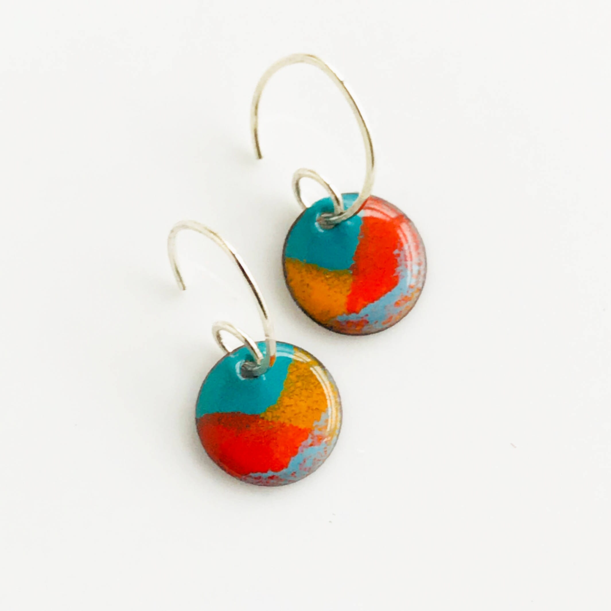 Handmade Copper Enamel Earrings Colorful Earrings Boho Etsy