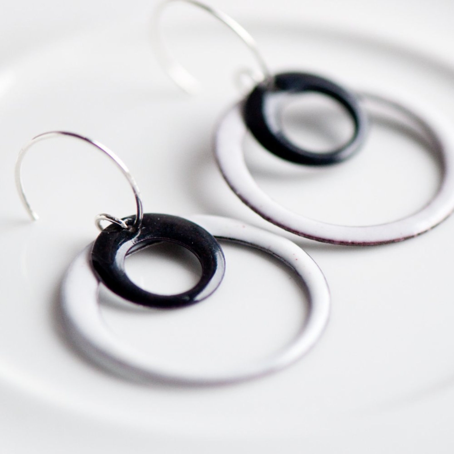 Large Hoop Earrings Sexy Funky Black and White Hippie Boho Etsy