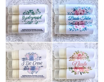 Wedding Chapstick Flowers Bridesmaid Gifts Bridal Shower Favor Bridesmaid Personalized Lip Balm Wedding Lip Balms Bachelorette Party Favors